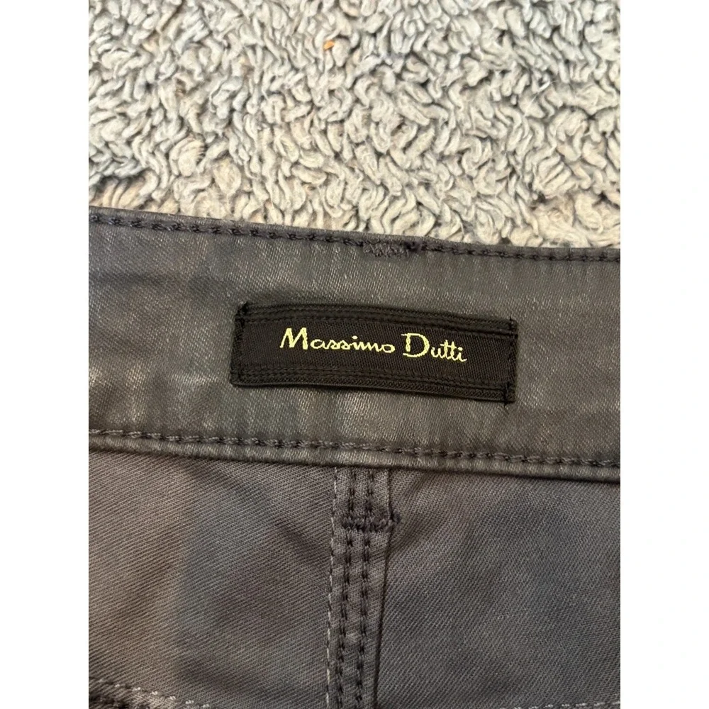 Massimo Dutti Faux Leather Pants Womens 8 Gray Ankle Skinny Casual Stretch